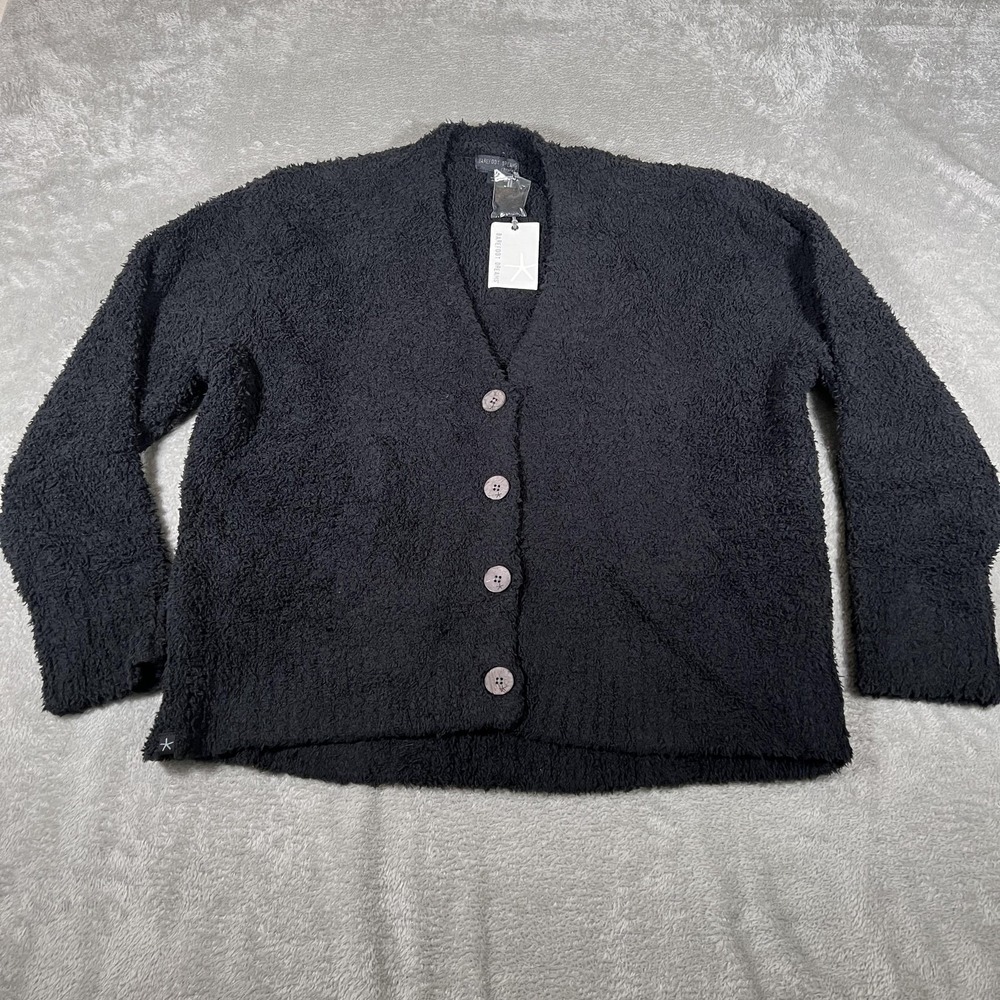 Barefoot Dreams Cardigan Womens 2X Black‎ Button Front CozyChic Knit Winter